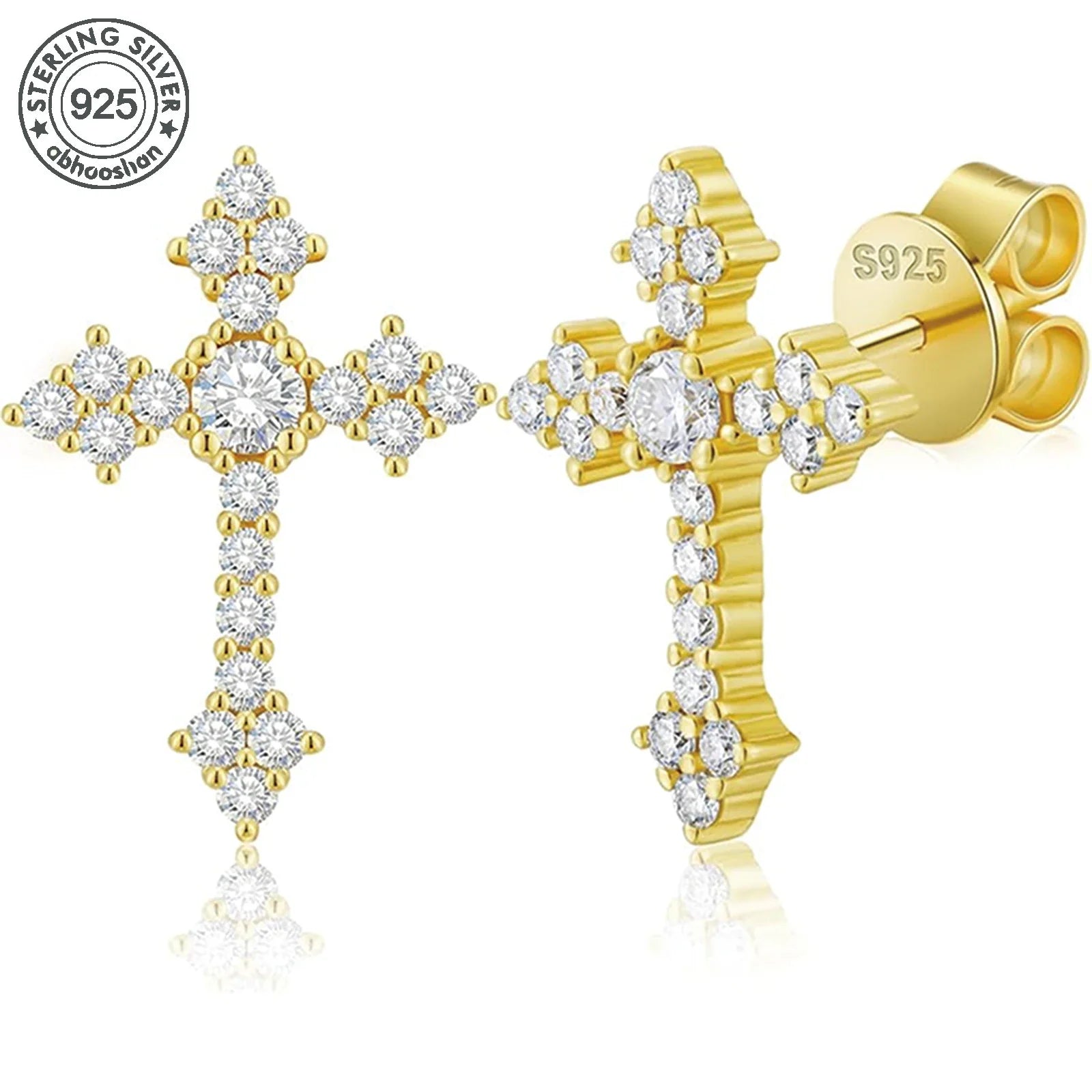 Sparkling Moissanite Cross Earrings