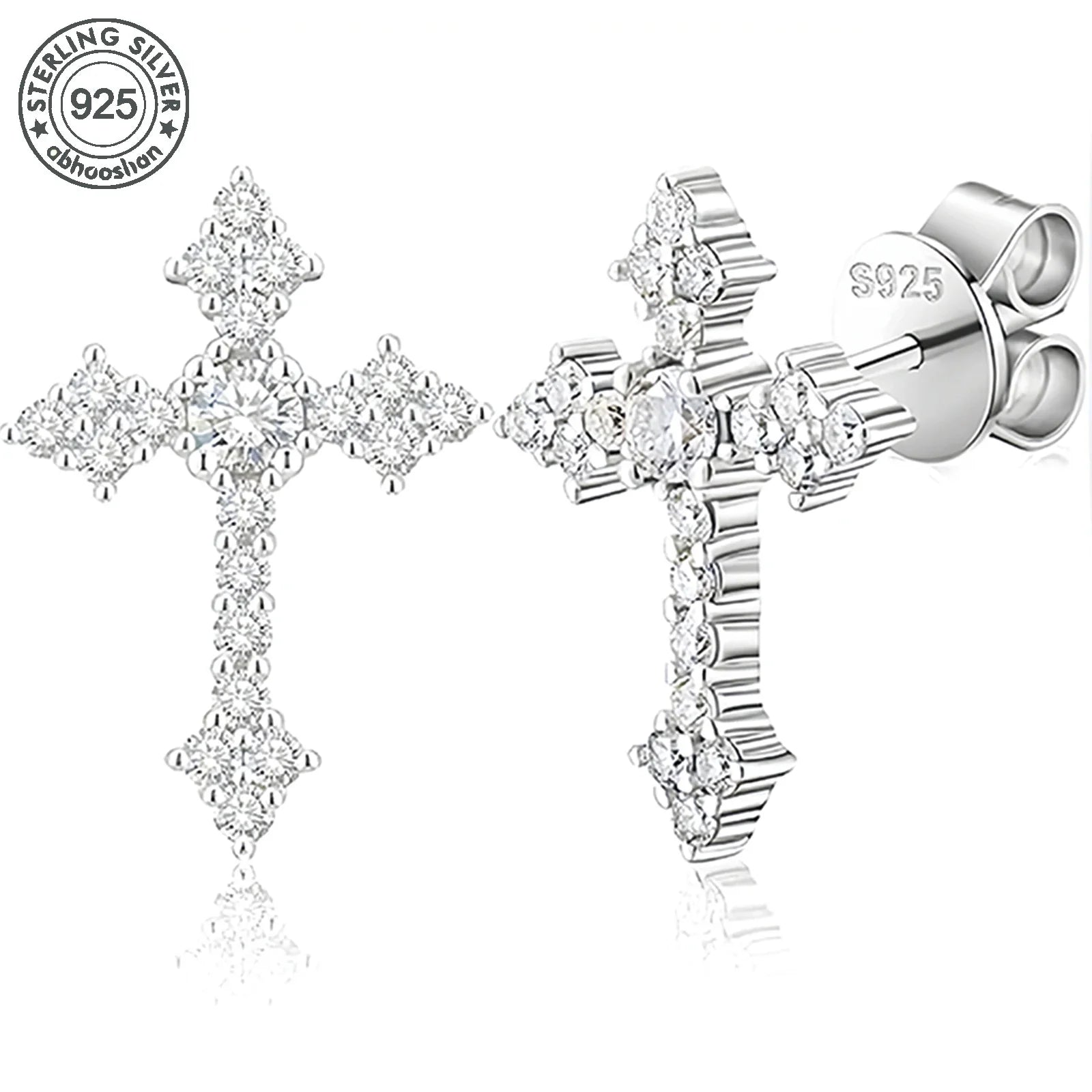 Sparkling Moissanite Cross Earrings