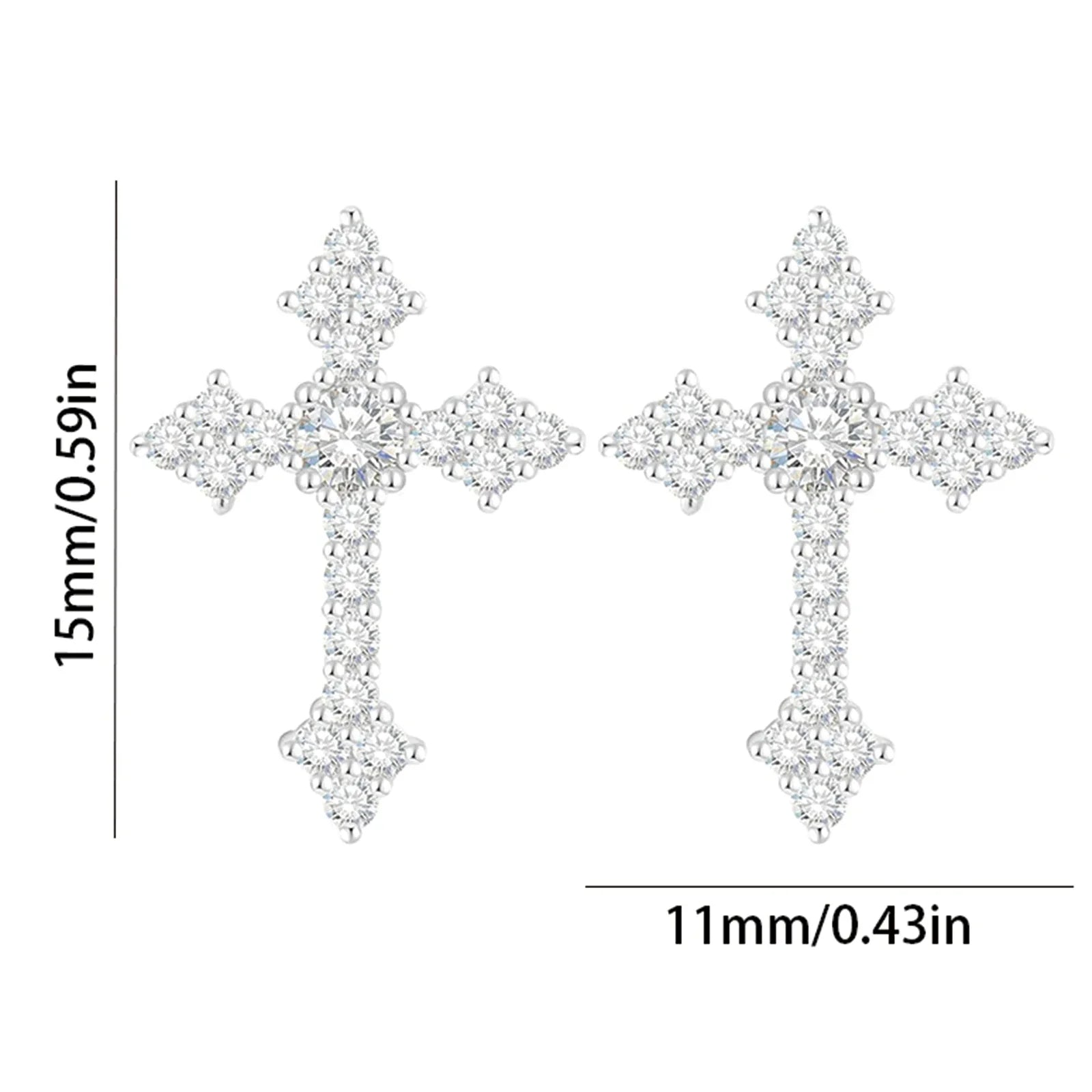 Sparkling Moissanite Cross Earrings